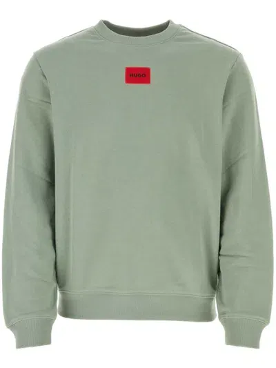 Hugo Logo-patch Cotton Sweatshirt In Green