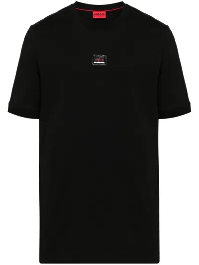 Hugo Logo-patch Cotton T-shirt In Black