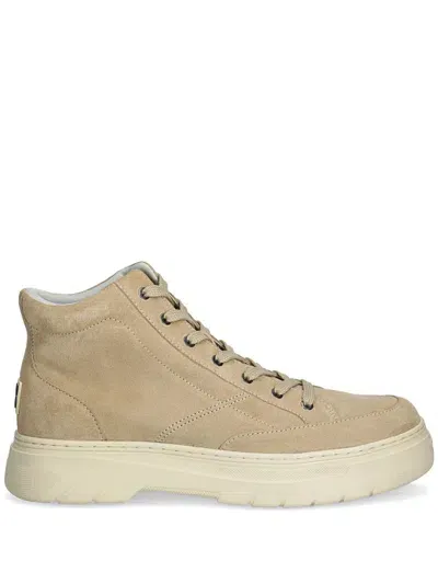 Hugo Logo-patch Hi-top Sneakers In Neutrals