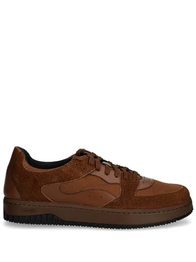 Hugo Logo-patch Low-top Sneakers In Brown