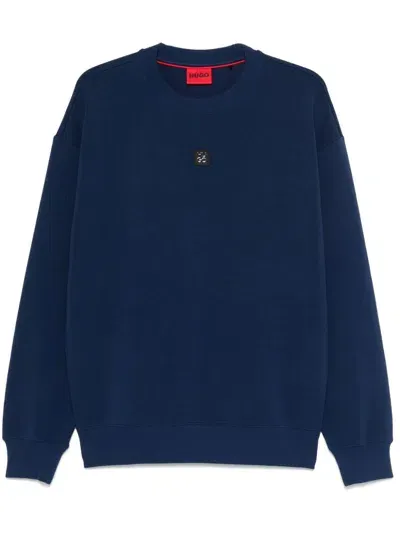 Hugo Logo-patch Sweatshirt In 蓝色