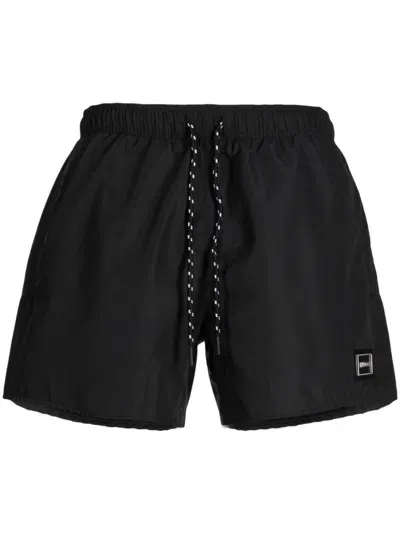 Hugo Logo-plaque Drawstring Shorts In Black