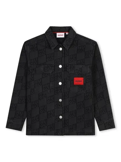 Hugo Kids' Logo-print Cotton Shirt In Black