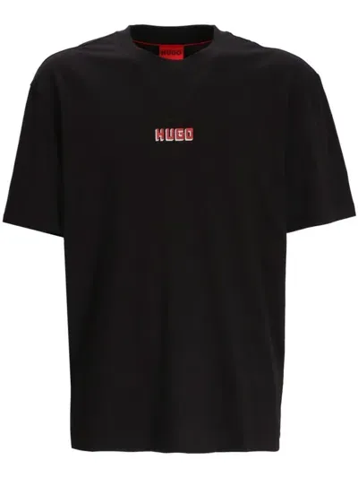 Hugo Logo-print Cotton T-shirt In Black