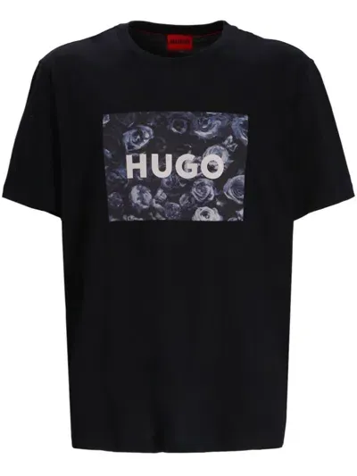 Hugo Logo-print Cotton T-shirt In Black