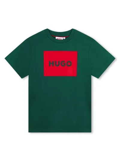 Hugo Kids' Logo-print Cotton T-shirt In Green