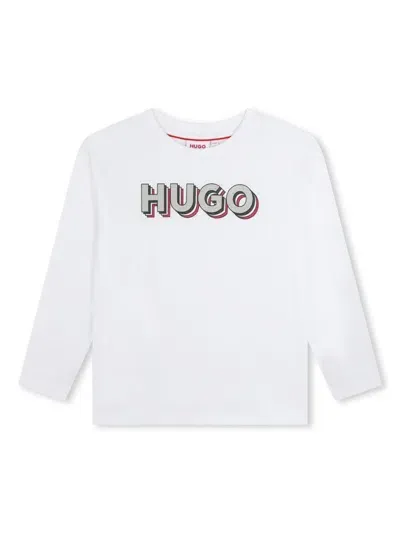 Hugo Kids' Logo-print Organic Cotton T-shirt In White