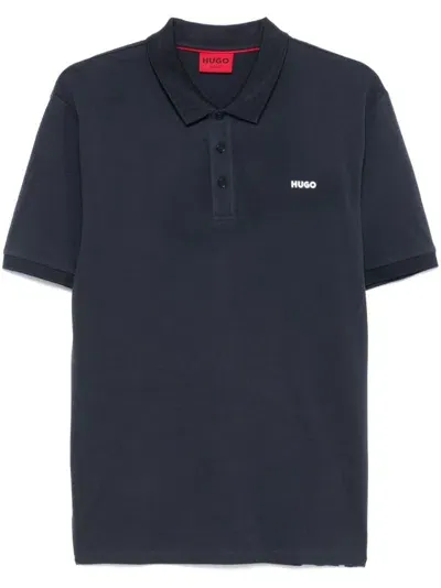 Hugo Logo-print Polo Shirt In Blue