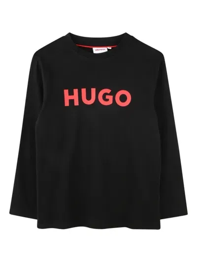 Hugo Kids' Logo-print T-shirt In Black