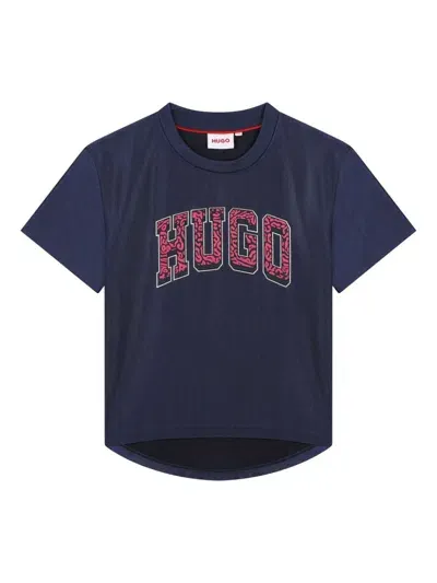 Hugo Kids' Logo-print T-shirt In Blue