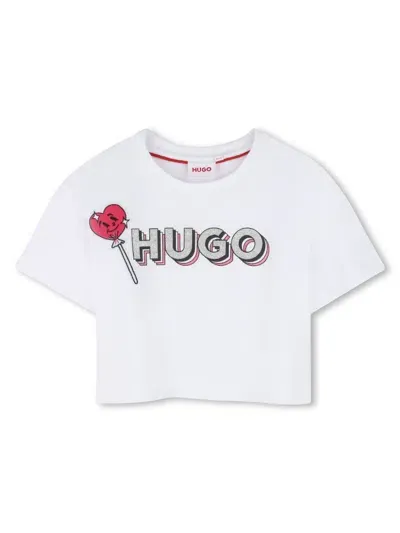 Hugo Kids' Logo-print T-shirt In White