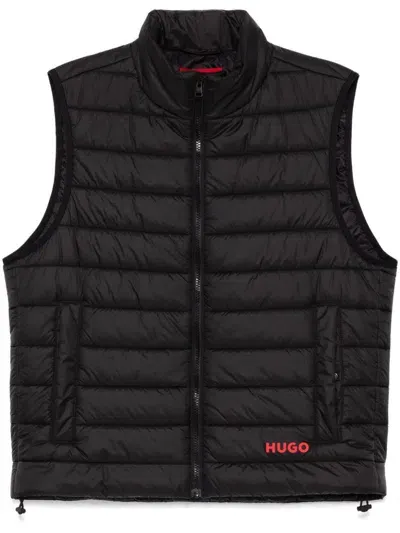 Hugo Logo-printed Padded Vest In Black