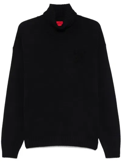 Hugo Logo Turtleneck Sweater In Black