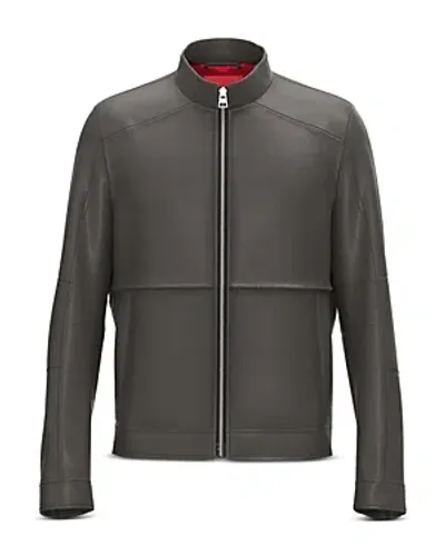 Hugo Lokis Full Zip Leather Jacket In Black