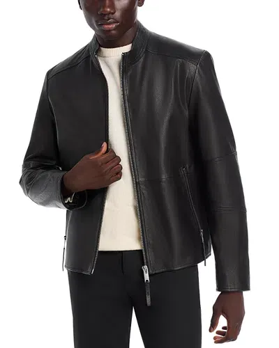 Hugo Lokis Slim Fit Leather Jacket In Black