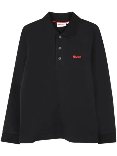 Hugo Long-sleeve Polo Shirt In 黑色