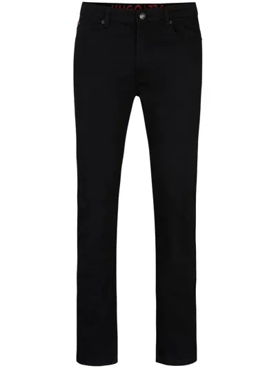 Hugo Mid-rise Straight-leg Jeans In Black