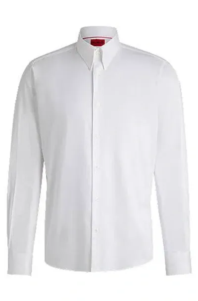 Hugo Modern-fit Shirt In Stretch-cotton Satin In White