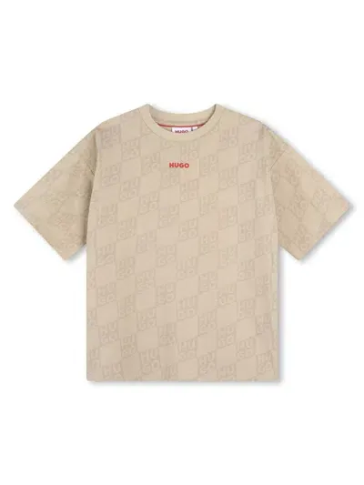 Hugo Monogram-print Cotton T-shirt In 中性色