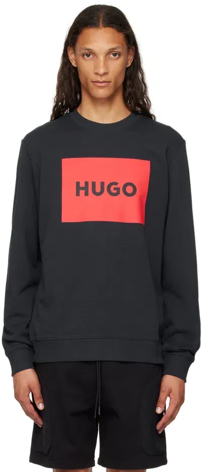 Hugo Duragol Logo-print Cotton-terry Sweatshirt In Blue