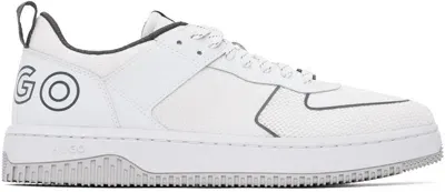 Hugo Off-white Mixed-material Sneakers In 120-open White