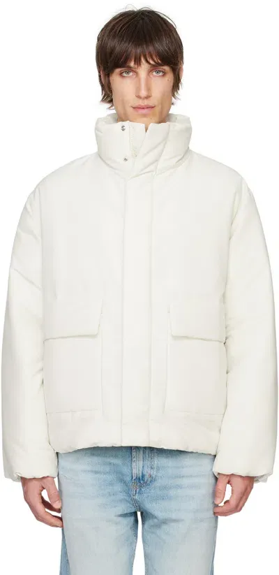 Hugo Off-white Taffeta Down Jacket In 101-natural