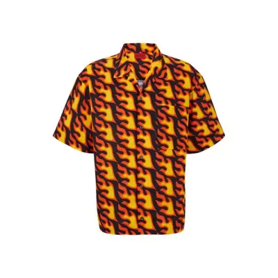 Hugo Oversized-fit Short-sleeved Shirt In Seasonal Print In Patterned