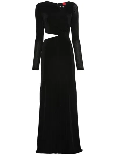 Hugo Piercing-detail Maxi Dress In Black