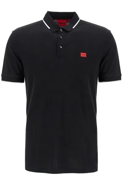 Hugo Polo Shirt With Contrasting Finishing Details In Black