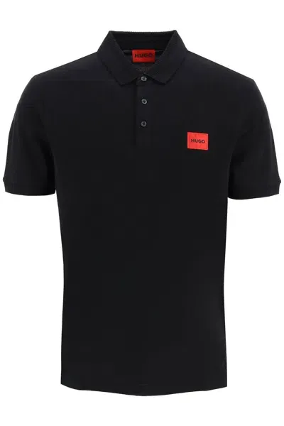 Hugo Polo Shirt With Logo Patch In Black