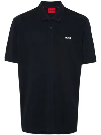 Hugo Raised-logo Polo Shirt In Blue