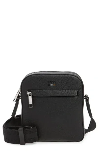 Hugo Ray North/south Faux Leather Crossbody Bag In Black