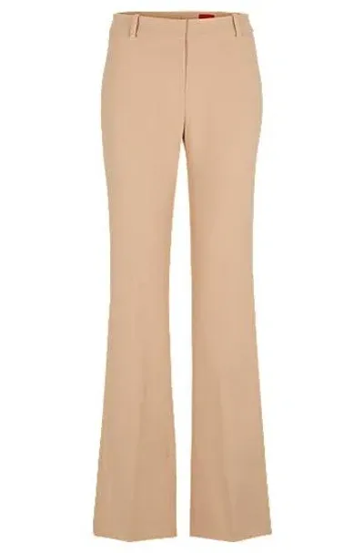 Hugo Regular-fit Trousers In Stretch Fabric With Bootcut Leg In Neutrals