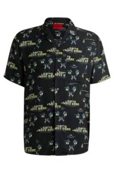 Hugo Relaxed-fit Shirt With 70s Film Graphics In Black