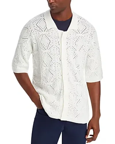 Hugo Sammp Cotton Crochet Relaxed Fit Cardigan In Open White