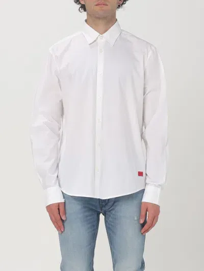 Hugo Logo-embroidered Cotton Shirt In Weiss