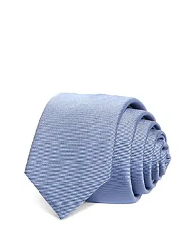 Hugo Silk Skinny Stripe Tie In Open Blue