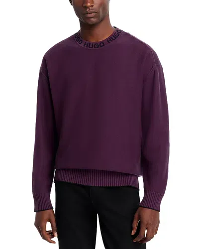 Hugo Smarlo Oversized Crewneck Sweater In Open Purple