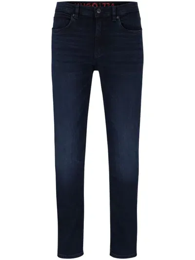 Hugo Extra-slim-fit Jeans In Blue-black Stretch Denim