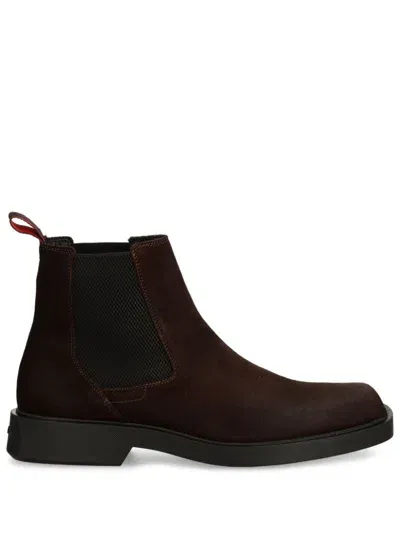 Hugo Suede Chelsea Boots In Burgundy