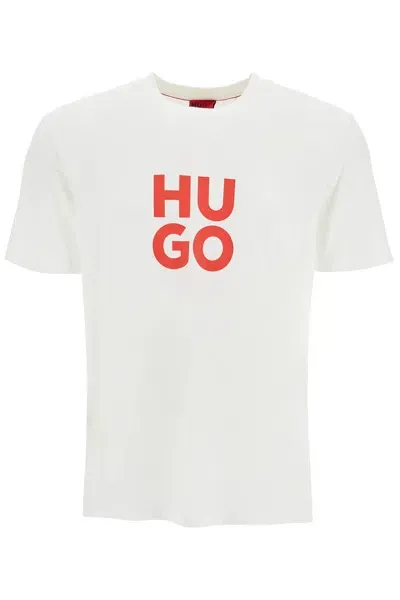 Hugo T Shirt Con Stampa Logo In White