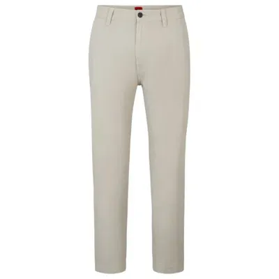 Hugo Tapered-fit Chinos In Cotton Gabardine In Beige