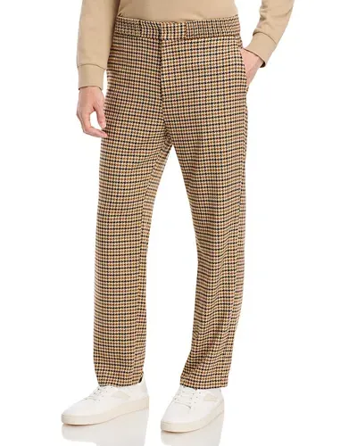 Hugo Taro Houndstooth Check Pants In Dark Brown