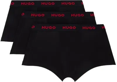 Hugo Three-pack Black Jacquard-logo Boxers In Open Misc. 994