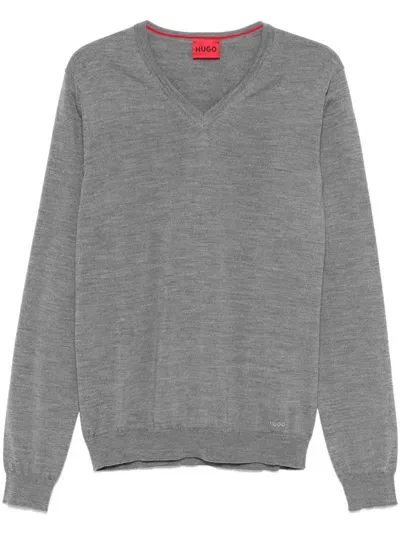 Hugo Virgin-wool Sweater In Grey