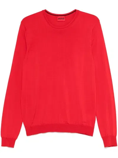 Hugo Virgin Wool Sweater In Red