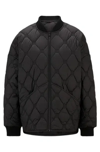 Hugo Water-repellent Liner Jacket With Stacked-logo Quilting In Black