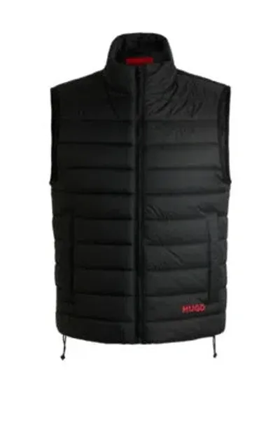 Hugo Water-repellent Slim-fit Gilet With Logo Detail In Black 001