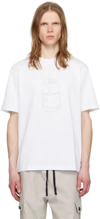 Hugo White Crystal-cut T-shirt In 100-white