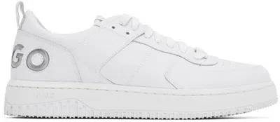 Hugo White Faux-leather Sneakers In 100-white